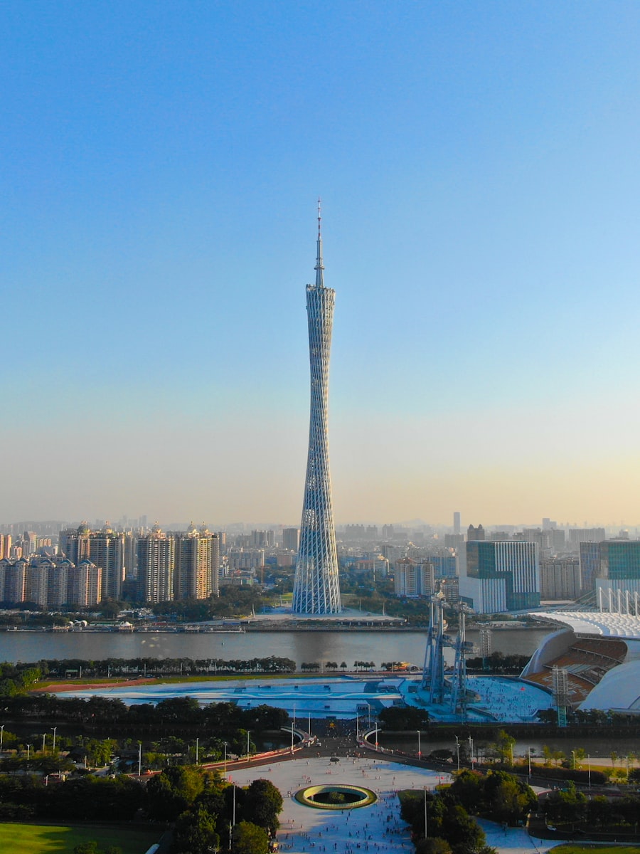 Canton Tower and the Pearl River in Guangzhou, China