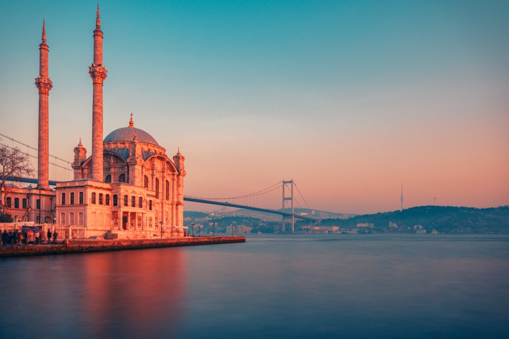 Evening sunlight on Ortaköy Mosque beside the Bosphorus in Istanbul